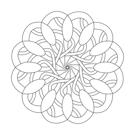 Harmonious Haven celtic mandala coloring book page for kdp book interior. Peaceful Petals, Ability to Relax, Brain Experiences, Harmonious Haven, Peaceful Portraits, Blossoming Beauty mandala design.のイラスト素材