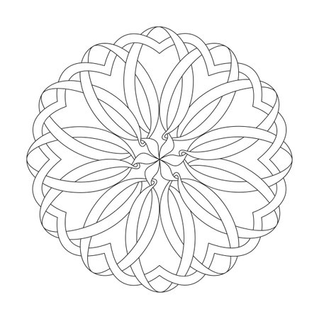 Mystic Marvels celtic mandala coloring book page for kdp book interior. Peaceful Petals, Ability to Relax, Brain Experiences, Harmonious Haven, Peaceful Portraits, Blossoming Beauty mandala design.のイラスト素材