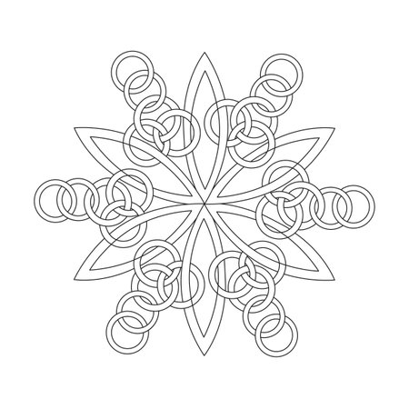 Celtic simple mandala coloring book page for kdp book interior. Peaceful Petals, Ability to Relax, Brain Experiences, Harmonious Haven, Peaceful Portraits, Blossoming Beauty mandala design.のイラスト素材