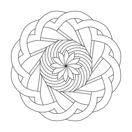 Unique Kaleidoscopic Creations mandala coloring book page for kdp book interior. Peaceful Petals, Ability to Relax, Brain Experiences, Harmonious Haven, Peaceful Portraits, Blossoming Beauty mandala design.のイラスト素材