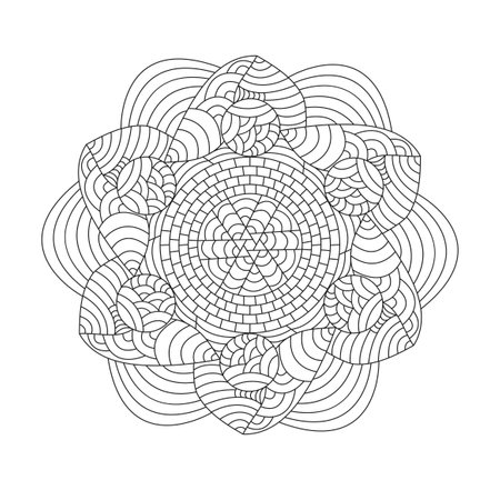 Celestial Convergence mandala coloring book page for kdp book interior. Peaceful Petals, Ability to Relax, Brain Experiences, Harmonious Haven, Peaceful Portraits, Blossoming Beauty mandala designのイラスト素材
