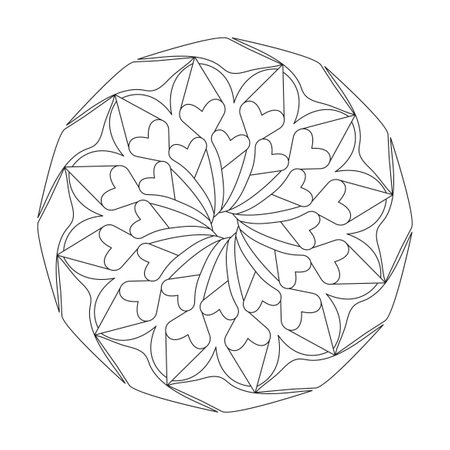 Simple kids Mandala Floral Fascination coloring book page for kdp book interior. Peaceful Petals, Ability to Relax, Brain Experiences, Harmonious Haven, Peaceful Portraits, Blossoming Beauty mandala design.のイラスト素材
