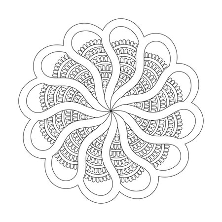 Celtic Cosmic Canvas mandala coloring book page for kdp book interior. Peaceful Petals, Ability to Relax, Brain Experiences, Harmonious Haven, Peaceful Portraits, Blossoming Beauty mandala design.のイラスト素材