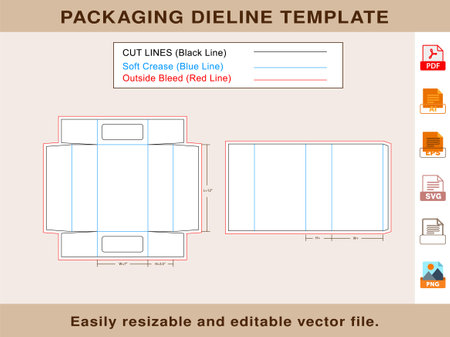 Shoe Box, Match Box Dieline Template, Editable Vector Fileのイラスト素材
