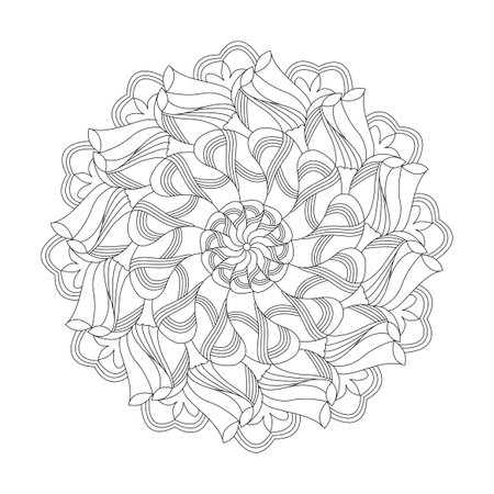 Peaceful Petals, Ability to Relax, Brain Experiences, Harmonious Haven, Peaceful Portraits, Blossoming Beauty mandala design.のイラスト素材
