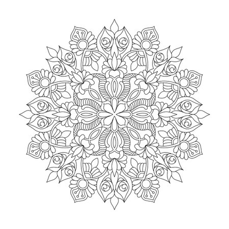 Mandala soothing spirals coloring book page for kdp book interior. Peaceful Petals, Ability to Relax, Brain Experiences, Harmonious Haven, Peaceful Portraits, Blossoming Beauty mandala design.のイラスト素材