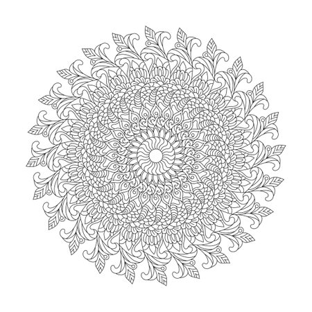 Mandala harmonic rings coloring book page for kdp book interior. Peaceful Petals, Ability to Relax, Brain Experiences, Harmonious Haven, Peaceful Portraits, Blossoming Beauty mandala design.のイラスト素材