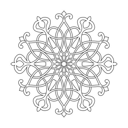 Adult celtic tranquil whirls mandala coloring book page for kdp book interior. Peaceful Petals, Ability to Relax, Brain Experiences, Harmonious Haven, Peaceful Portraits, Blossoming Beauty mandala design.のイラスト素材