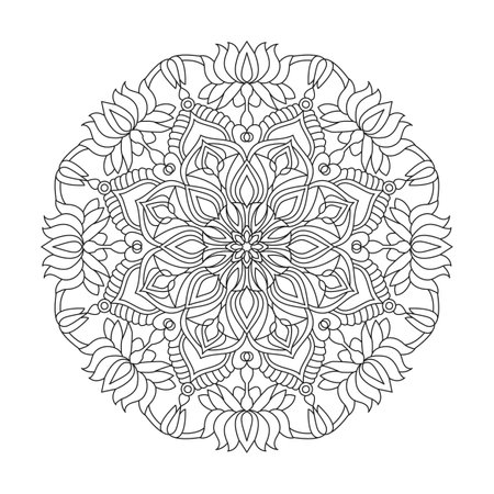Mandala manifestation coloring book page for kdp book interior. Peaceful Petals, Ability to Relax, Brain Experiences, Harmonious Haven, Peaceful Portraits, Blossoming Beauty mandala designのイラスト素材