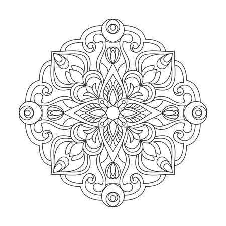 Serenity circles adult mandala coloring book page for kdp book interior. Peaceful Petals, Ability to Relax, Brain Experiences, Harmonious Haven, Peaceful Portraits, Blossoming Beauty mandala design.のイラスト素材