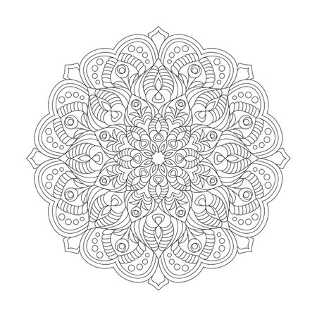 Adult Abstract mandala coloring book page for kdp book interior. Peaceful Petals, Ability to Relax, Brain Experiences, Harmonious Haven, Peaceful Portraits, Blossoming Beauty mandala design.のイラスト素材