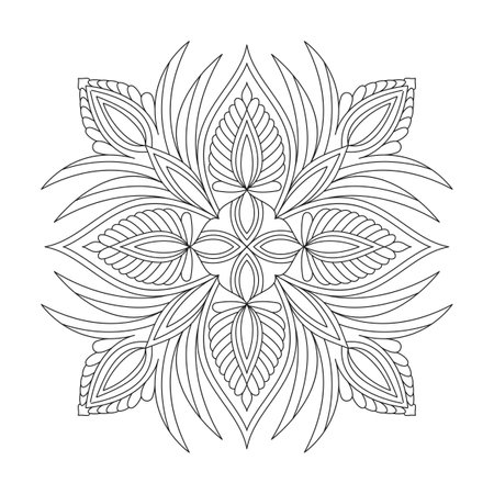 Beautiful adult mandala coloring book page for kdp book interior. Peaceful Petals, Ability to Relax, Brain Experiences, Harmonious Haven, Peaceful Portraits, Blossoming Beauty mandala design.のイラスト素材