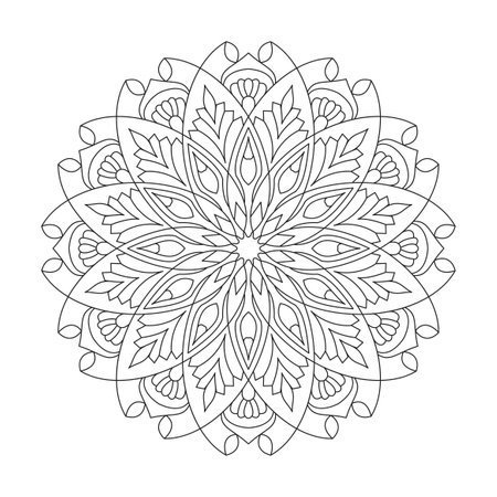Tranquil whirls mandala coloring book page for kdp book interior. Peaceful Petals, Ability to Relax, Brain Experiences, Harmonious Haven, Peaceful Portraits, Blossoming Beauty mandala design.のイラスト素材