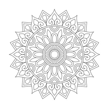 Tranquil spirals mandala coloring book page for kdp book interior.のイラスト素材