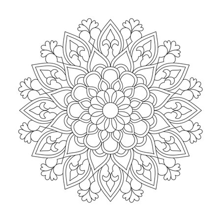 Infinite circles mandala coloring book page for kdp book interior. Peaceful Petals, Ability to Relax, Brain Experiences, Harmonious Haven, Peaceful Portraits, Blossoming Beauty mandala design.のイラスト素材
