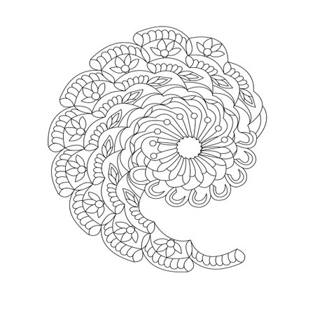 Whirlwind mandala coloring book page for kdp book interior. Peaceful Petals, Ability to Relax, Brain Experiences, Harmonious Haven, Peaceful Portraits, Blossoming Beauty mandala design.のイラスト素材