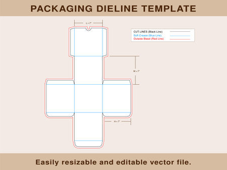 Gift Box, Dieline Template, Editable Vector File.のイラスト素材