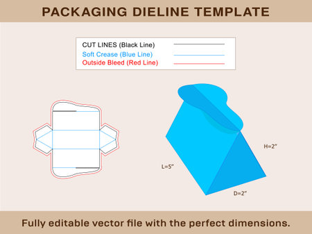 Gift Box, Party Box, Storage Box Dieline Template, Editable Vector File.のイラスト素材