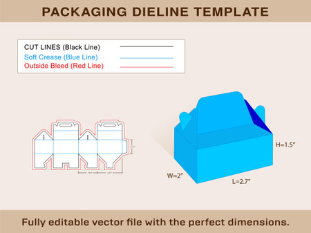 Large Gable Box, Gift Box Template, Editable Vector File.のイラスト素材