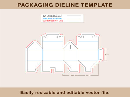 Large Gable Box, Gift Box Template, Editable Vector File.のイラスト素材