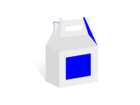 Gable Box With window, Box With Handle, Dieline Template, Editable Vector File.のイラスト素材