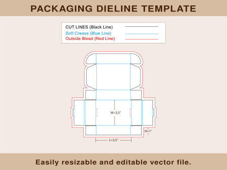 Mailer Box, Gift Box, Storage Box Dieline Template, Vector Fileのイラスト素材