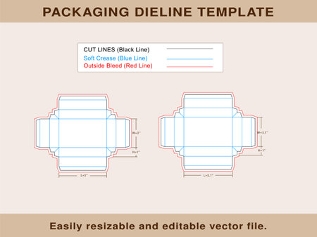 Packaging Box, Rectangle Box, Shoe Box, Dieline Template, Vector Fileのイラスト素材