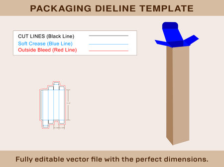 Pen Box Dieline Template, Vector File and 3d box, Vector Fileのイラスト素材