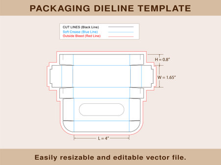 Rectangle Box With Display Dieline Template, Vector Fileのイラスト素材