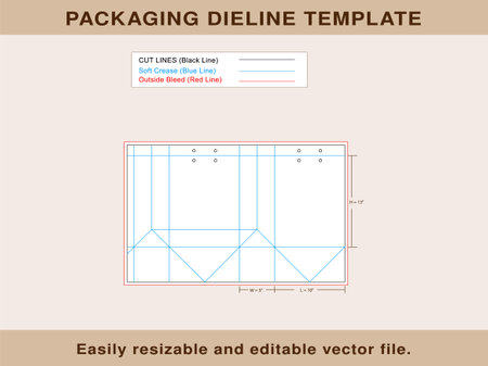 Tote Gift Box With Handles, Dieline Template, Vector Fileのイラスト素材