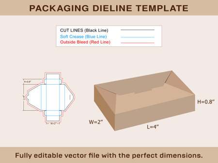 Rectangle Box, Storage Box, Packaging Box, Dieline Template, Vector Fileのイラスト素材