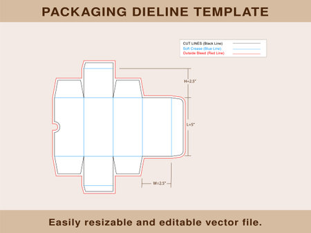Rectangular Box, Box Dieline Template, Editable Vector File.のイラスト素材
