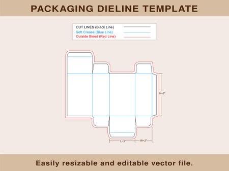Rivers Truck End Box Dieline Template, Editable Vector File,のイラスト素材