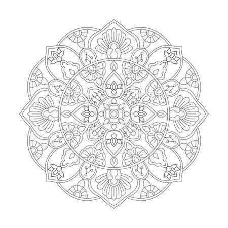 Peaceful Petals, Ability to Relax, Brain Experiences, Harmonious Haven, Peaceful Portraits, Blossoming Beauty mandala design.のイラスト素材