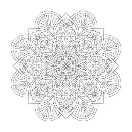 Affirmations Floral Mandala Coloring Book Page for kdp Book Interior. Peaceful Petals, Ability to Relax, Brain Experiences, Harmonious Haven, Peaceful Portraits, Blossoming Beauty mandala design.のイラスト素材