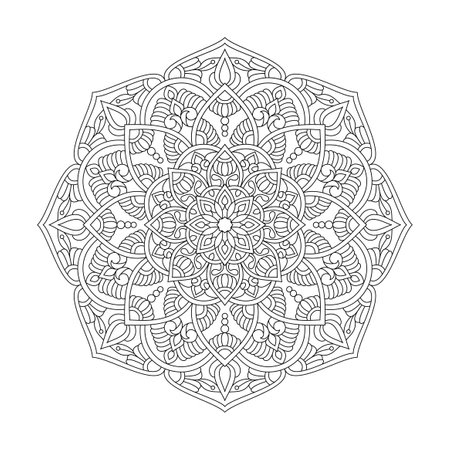 Ornamen Attractive Mandala Coloring Book Page for kdp Book Interior. Peaceful Petals, Ability to Relax, Brain Experiences, Harmonious Haven, Peaceful Portraits, Blossoming Beauty mandala design.のイラスト素材