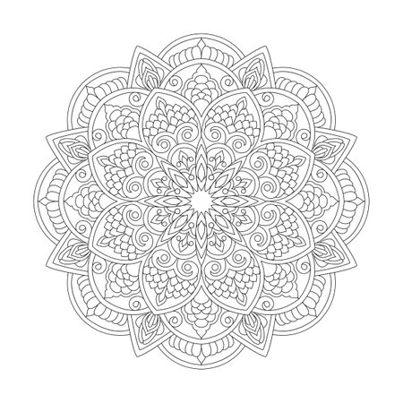 Affirmations Whirlwind Mandala Coloring Book Page for kdp Book Interior. Peaceful Petals, Ability to Relax, Brain Experiences, Harmonious Haven, Peaceful Portraits, Blossoming Beauty mandala design.のイラスト素材