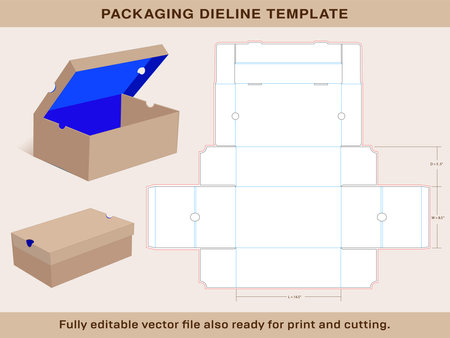 Sneaker shoe Box Template Large size 14.5x8.5x5.5 Inchのイラスト素材