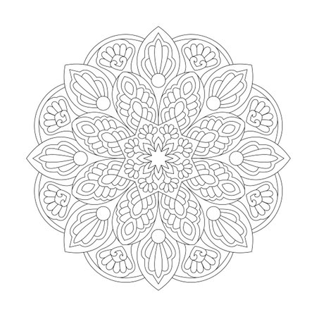 isolated outline mandala art therapy round decorative  for Coloring book page, vector fileのイラスト素材