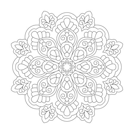 Ornamental Geometric mandala pattern design for Coloring book page, vector fileのイラスト素材