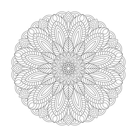 Simple Ethnic Ornamental Floral Art Mandala coloring book page vector fileのイラスト素材