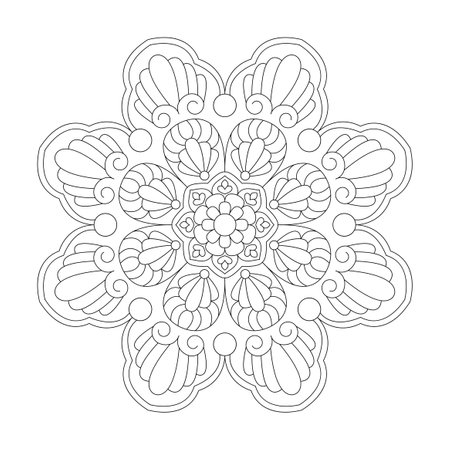 Stylized mandala with floral pattern for Coloring book page, vector fileのイラスト素材
