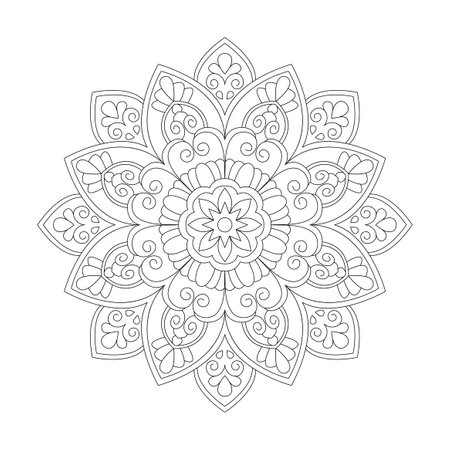 Vintage decorative elements mandala flower for Coloring book page, vector fileのイラスト素材