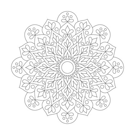Enigmatic Whirlwind Mandala Coloring Book Page for kdp Book Interior. Peaceful Petals, Ability to Relax, Brain Experiences, Harmonious Haven, Peaceful Portraits, Blossoming Beauty mandala design.のイラスト素材