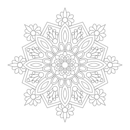Kids Celestial Mandala Coloring Book Page for kdp Book Interior. Peaceful Petals, Ability to Relax, Brain Experiences, Harmonious Haven, Peaceful Portraits, Blossoming Beauty mandala design.のイラスト素材