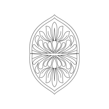 Ornament with border mandala  elements. Peaceful Petals, Ability to Relax, Brain Experiences, Harmonious Haven, Peaceful Portraits, Blossoming Beauty mandala design.のイラスト素材