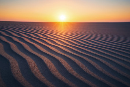 Sunset on the white sand dunes of the Sahara desert, Moroccoの素材