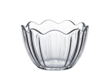Empty glass bowl isolated on white background. Clipping path included.の素材