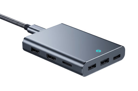 USB charger isolated on a white background. 3d render image.の素材