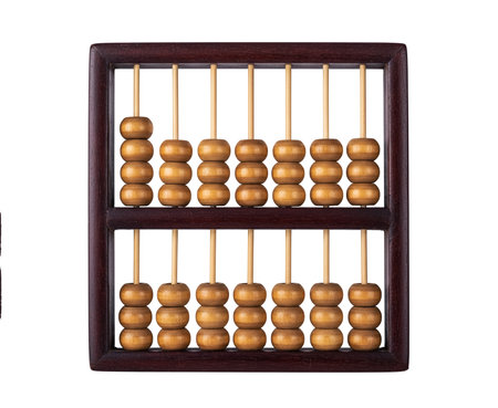 Wooden abacus isolated on white background. Clipping path included.の素材